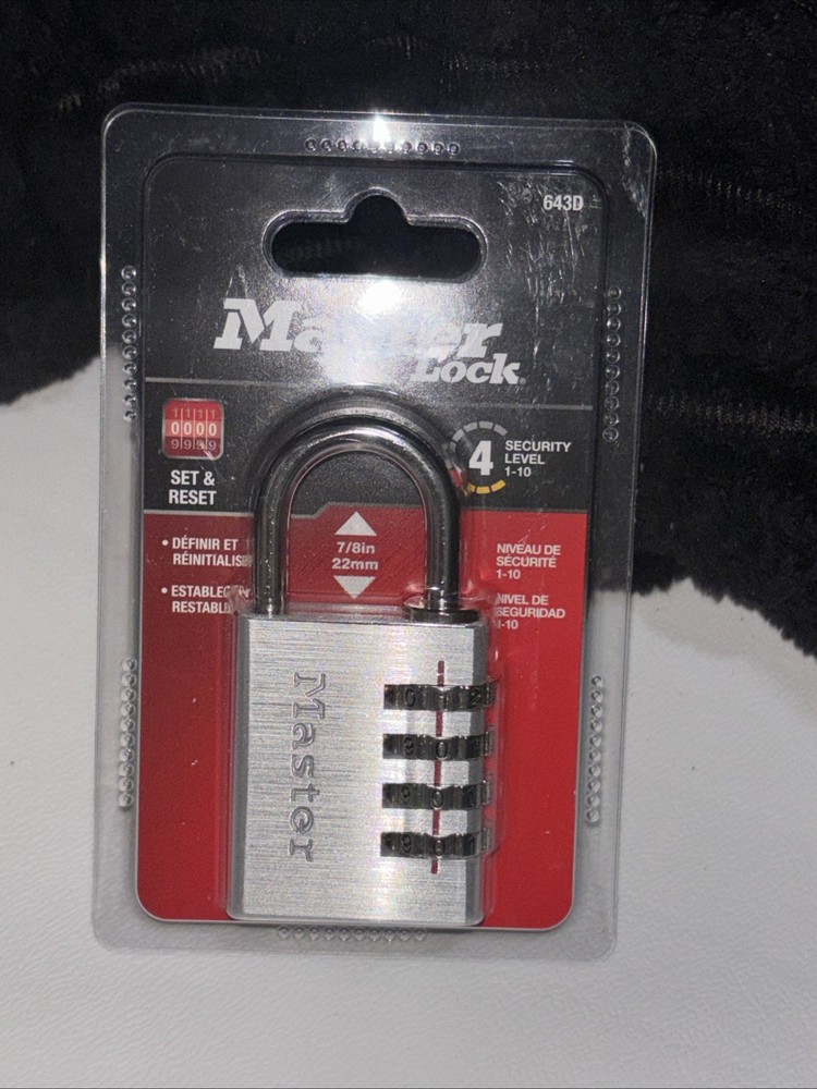 MASTERLOCK Numeric Combination Lock, Set Your Own Combination Padlock, 643D NEW