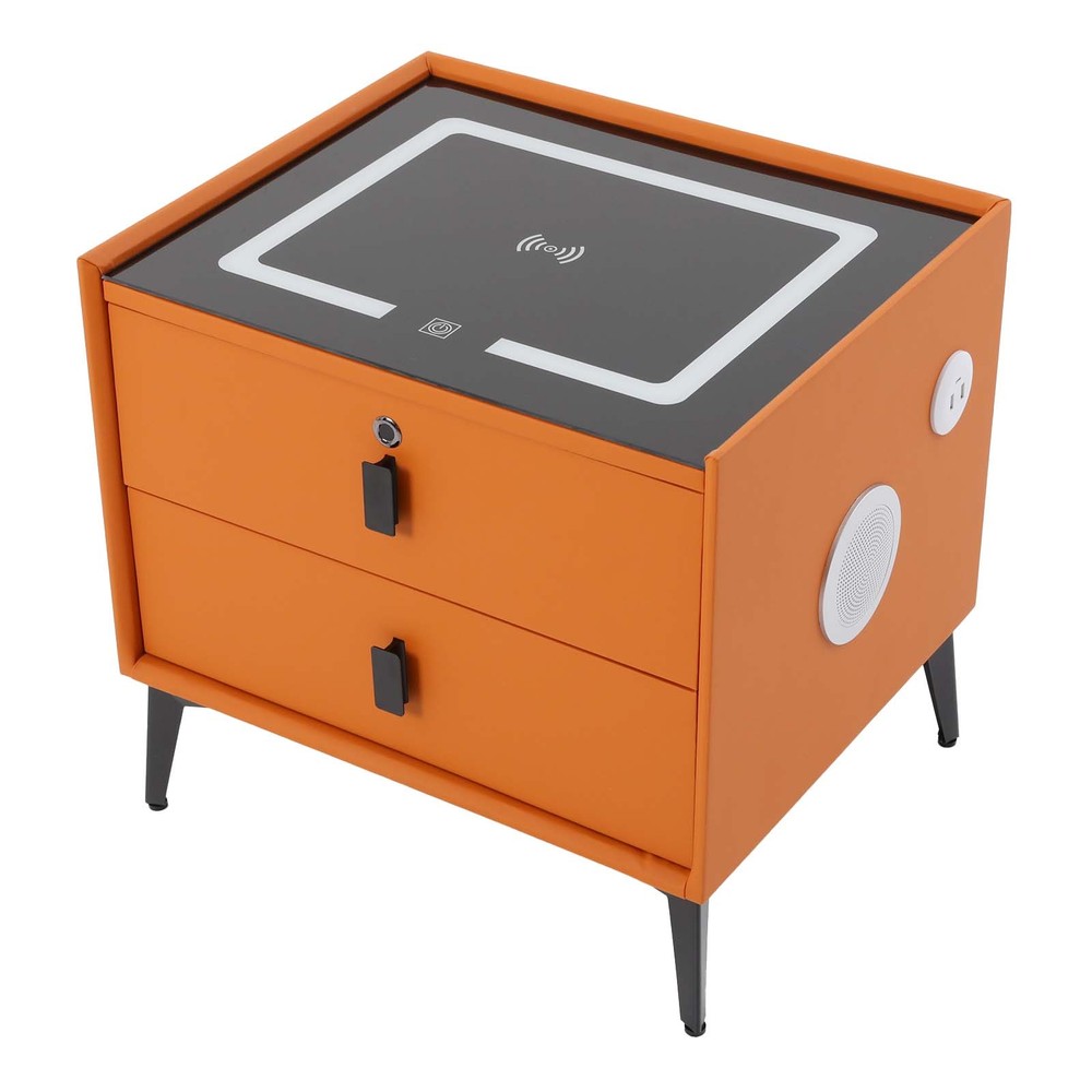 Bluetooth Speaker Smart Bedside Table with 3Color Light, USB & Wireless Charging