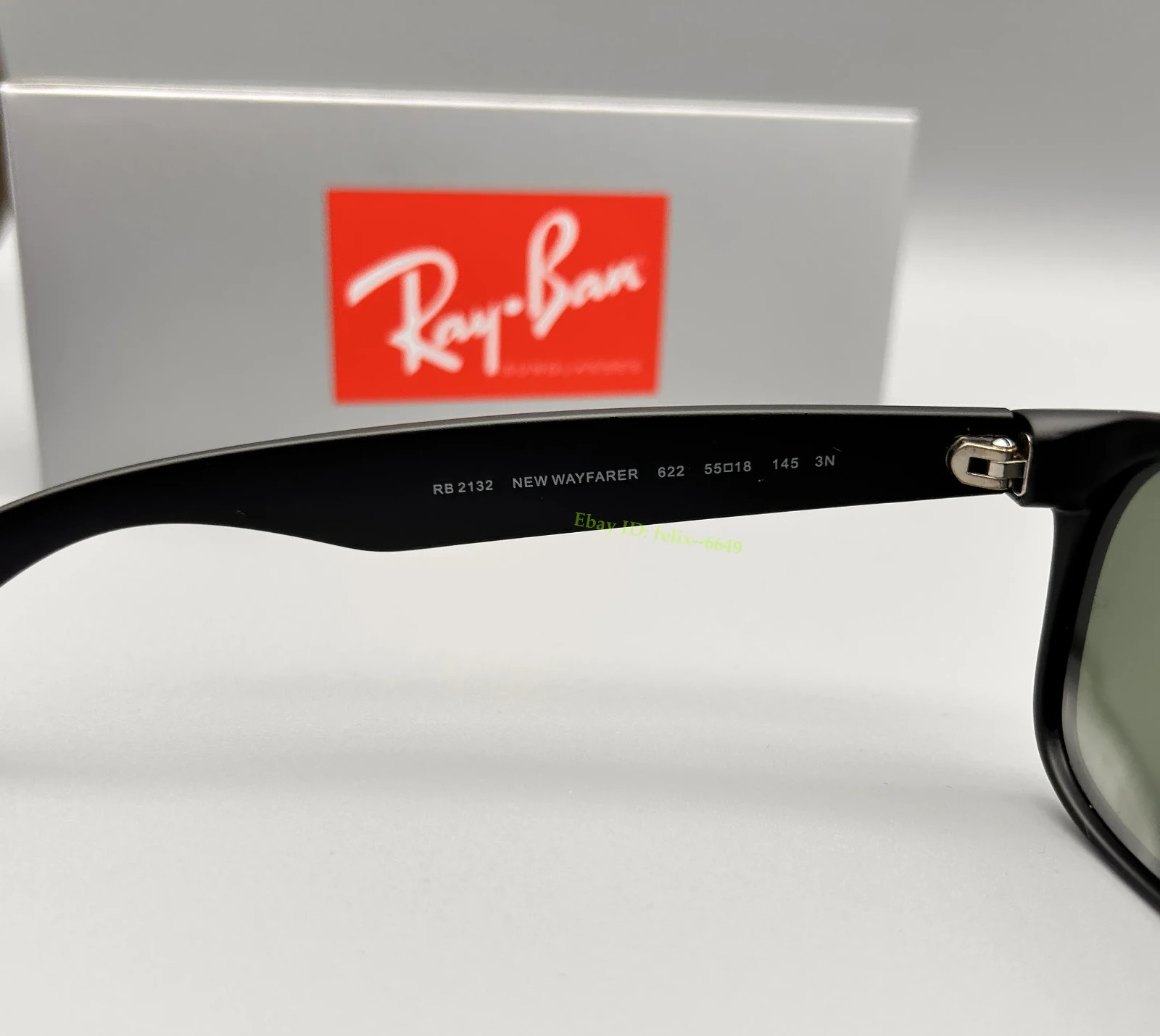 Ray-Ban RB2132 622 Matte Black Wayfarer Sunglasses G-15 Green Lens Unisex 55mm