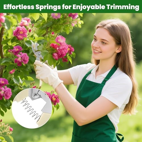 2 Pack Gardening Pruning Shears, Sharp Bypass Blade Garden Shears, Stainless