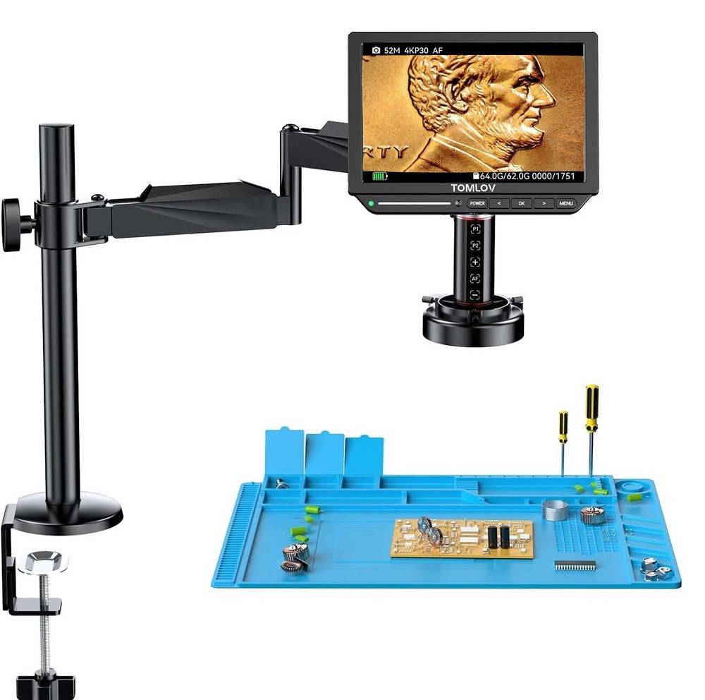 TOMLOV 4K Autofocus Digital Microscope 52MP Error Coin Microscopes Full View