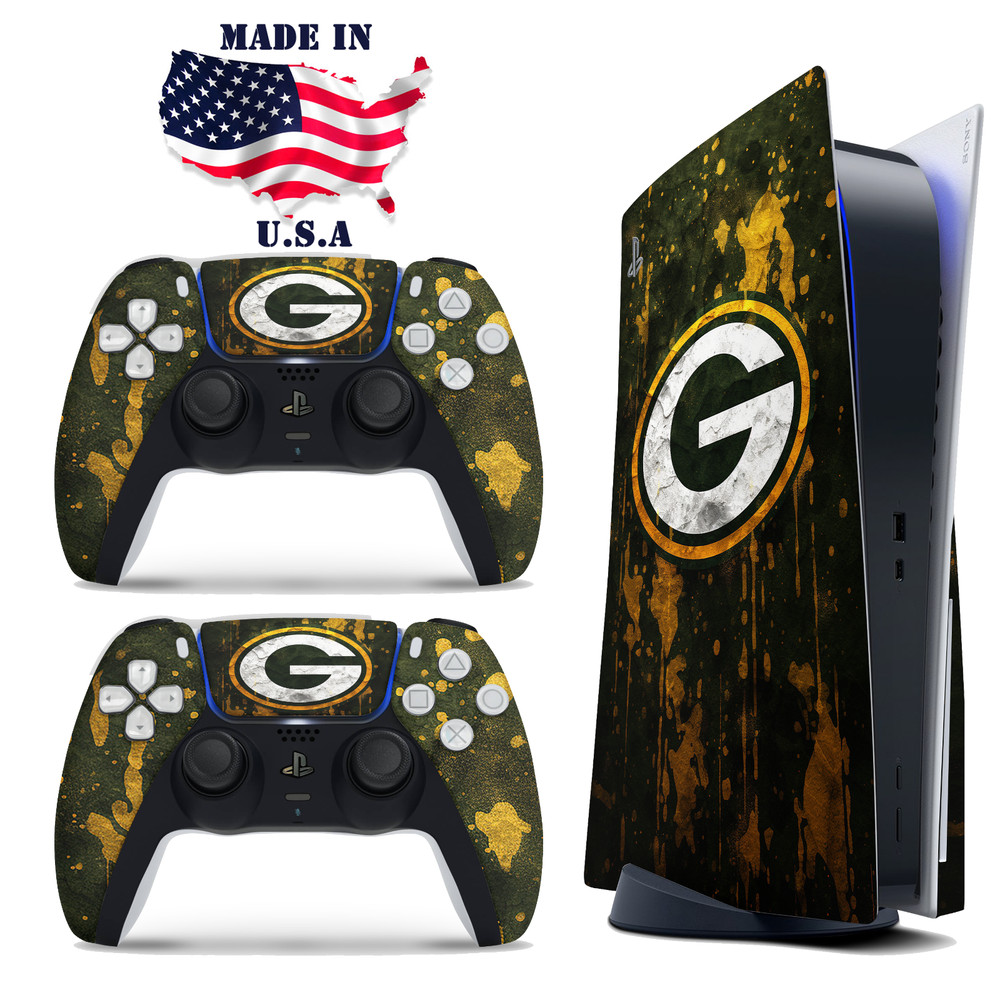 PS5 Disc Version Console & Controller Vinyl Skin Decal Wrap Green Bay Packers
