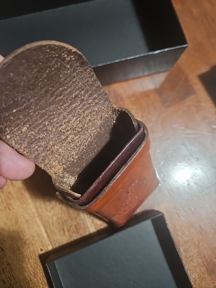 Tooled leather Cigarette case With Lighter Sleeve Vintage