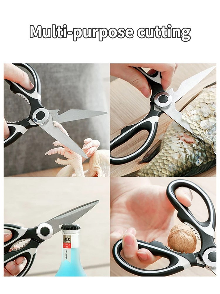 Multifunctional stainless kitchen scissors for fish, veggies, meat bones