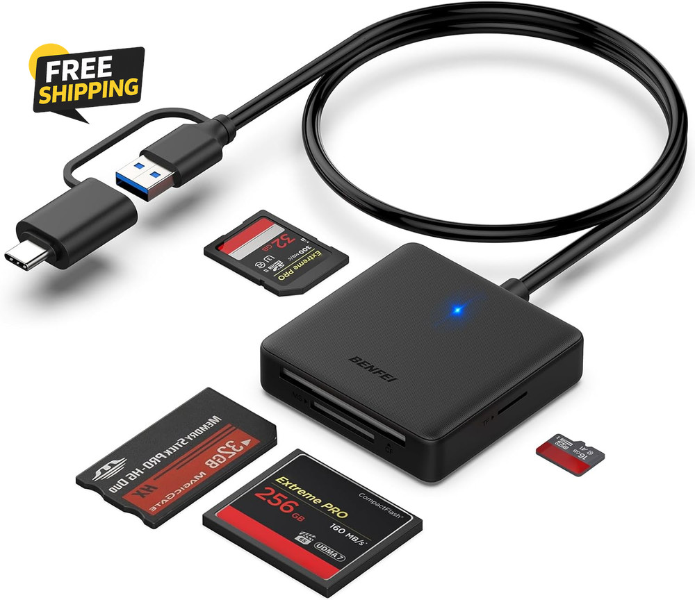 Memory Card Reader,  4In1 USB 3.0 and USB-C to SD Micro SD MS CF Card Reader