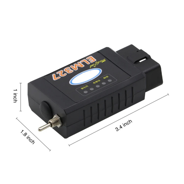 Bluetooth V1.5 ELM327 Interface USB OBDII Auto Diagnostic Scanner Tool with Swi