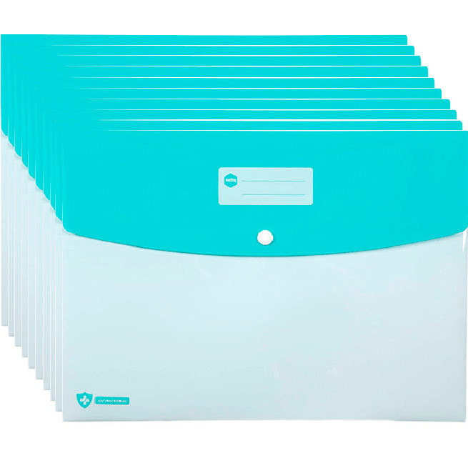 NEW 10x Marbig Doculope Antimicrobial Document Wallet Folder Button Closure A4