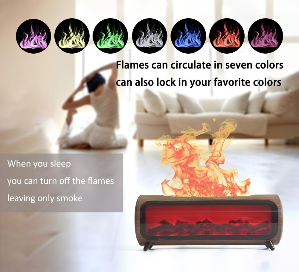 Flame Fireplace Aroma Diffuser-Aromatherapy Essential Oil Diffusion-7 Flame C...