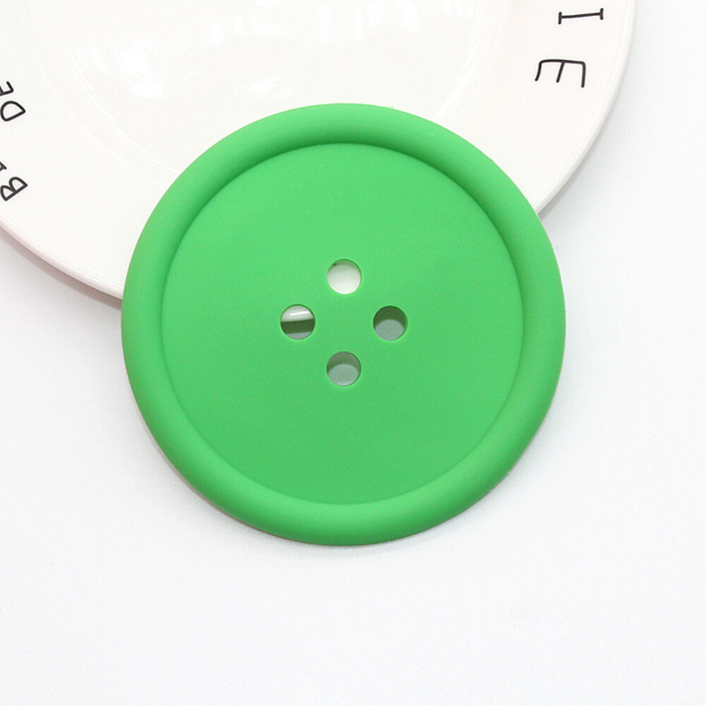 6PCS Creative Round Button Shaped Coaster Silicone Coaster Placemat