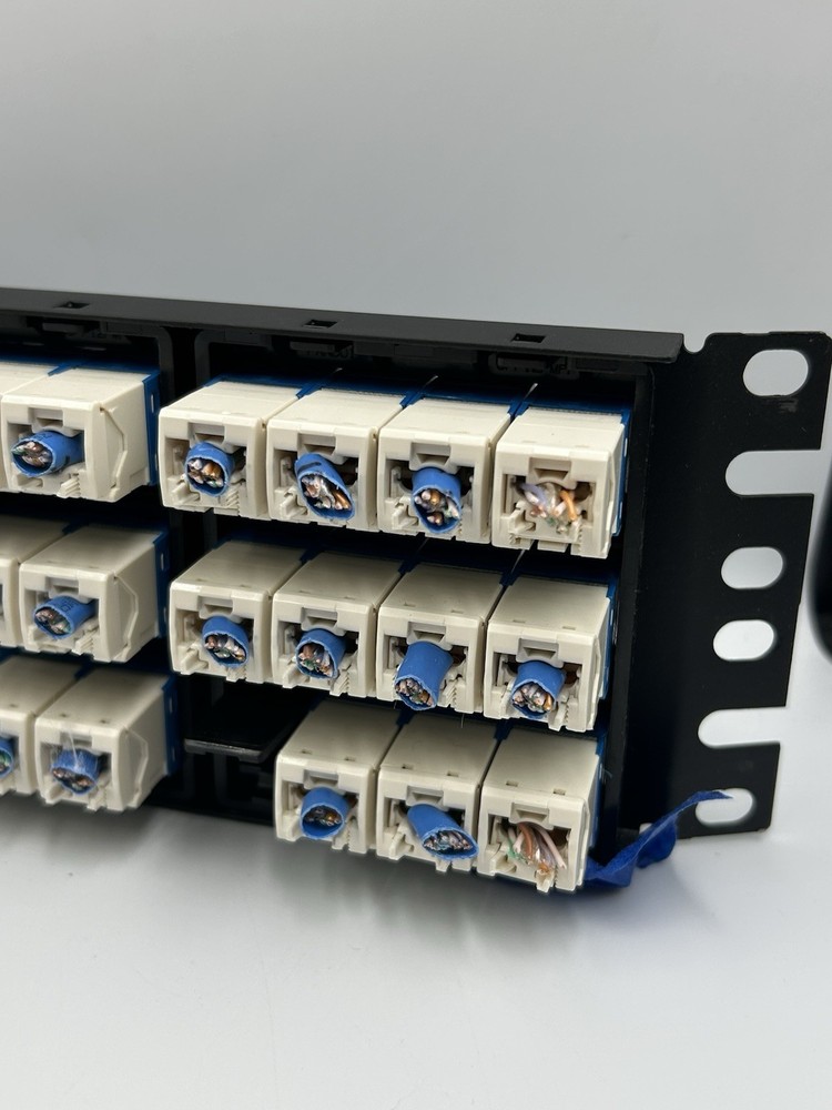 PANDUIT Mini-Com 72 Port Angled Cat 6 Patch Panel 2U CPPA72FMWBLY TX6A Modules