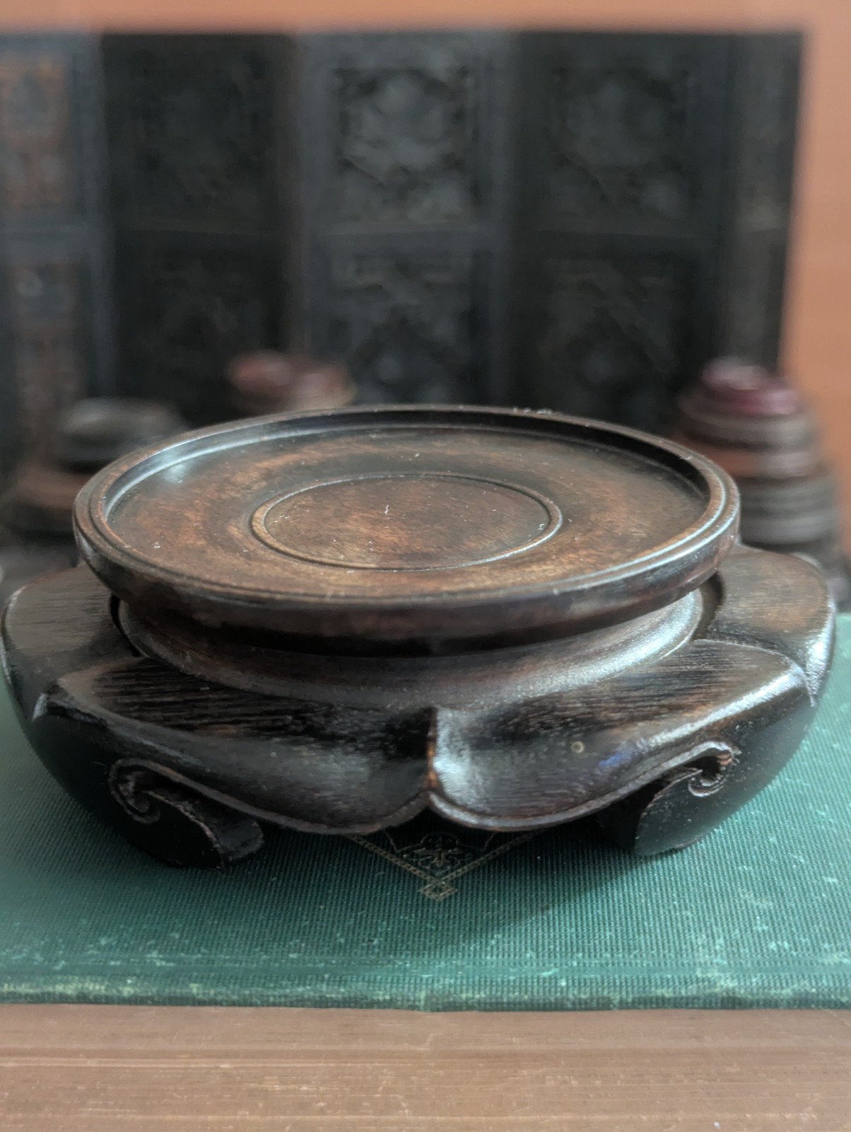 Vintage Japanese Carved Wood Display Stand Kadai for Vase or Bonsai