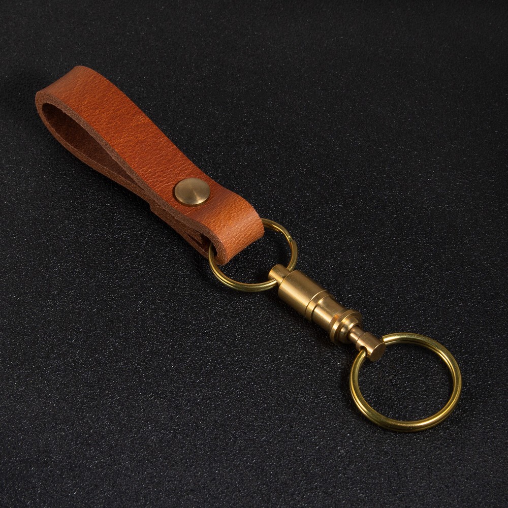 Leather Belt Loop Quick Release Detachable Keychain Pull Apart Key Rings