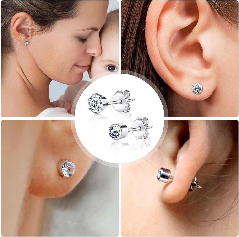 Ear Piercing Gun Kit - 6Pcs Disposable Ear Piercing Kit Including 2Pcs Self Ear