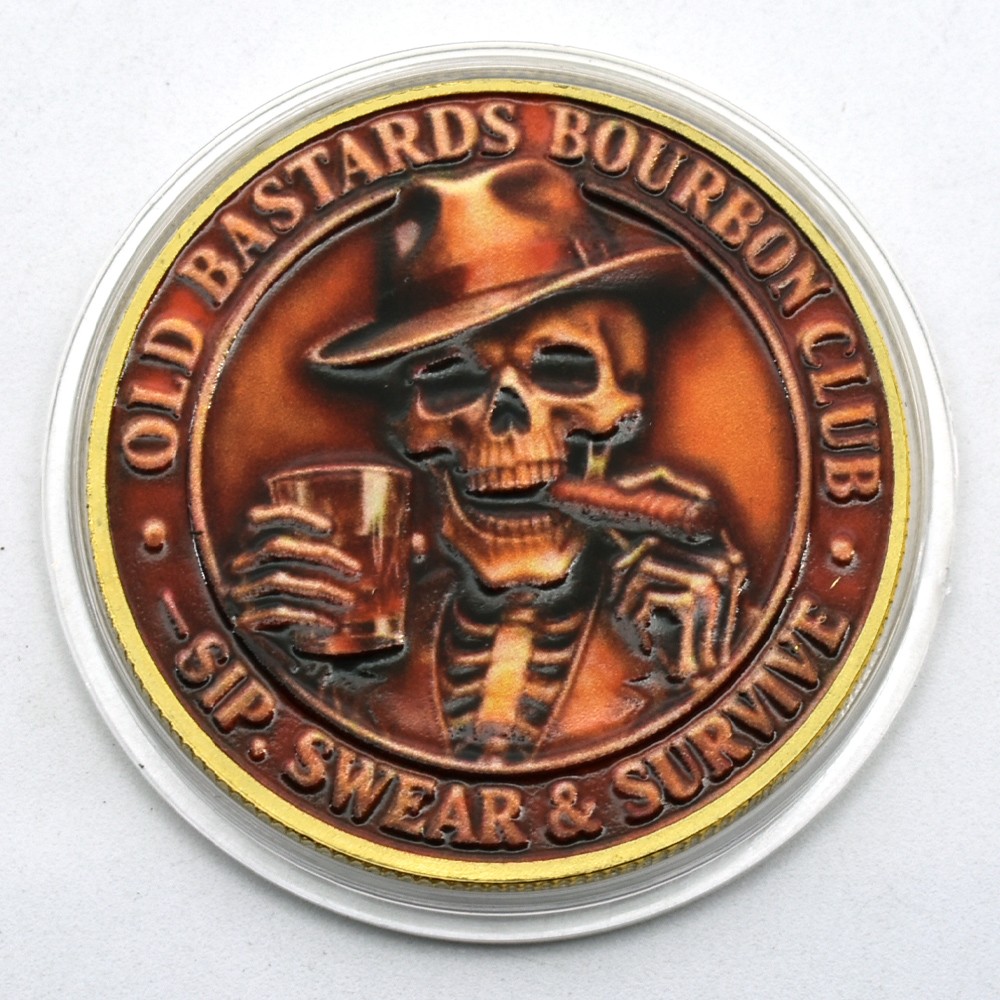 Old Bastards Bourbon Club Lifetime Member Medal - Sip, Swear & Survive Coin