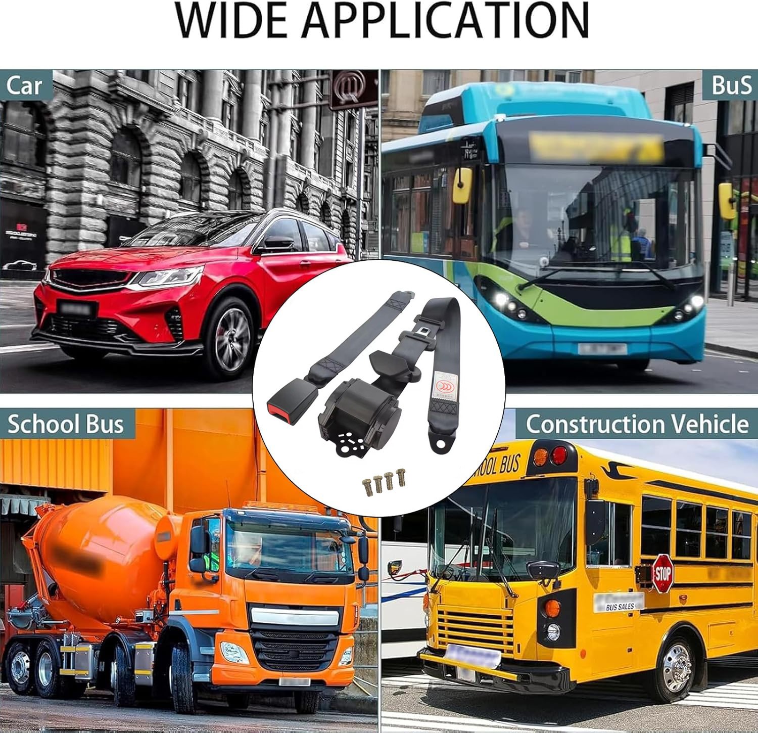 Universal 3 Point Seat Belts, Adjustable Car Retractable Seat Belt Lap Shoulder