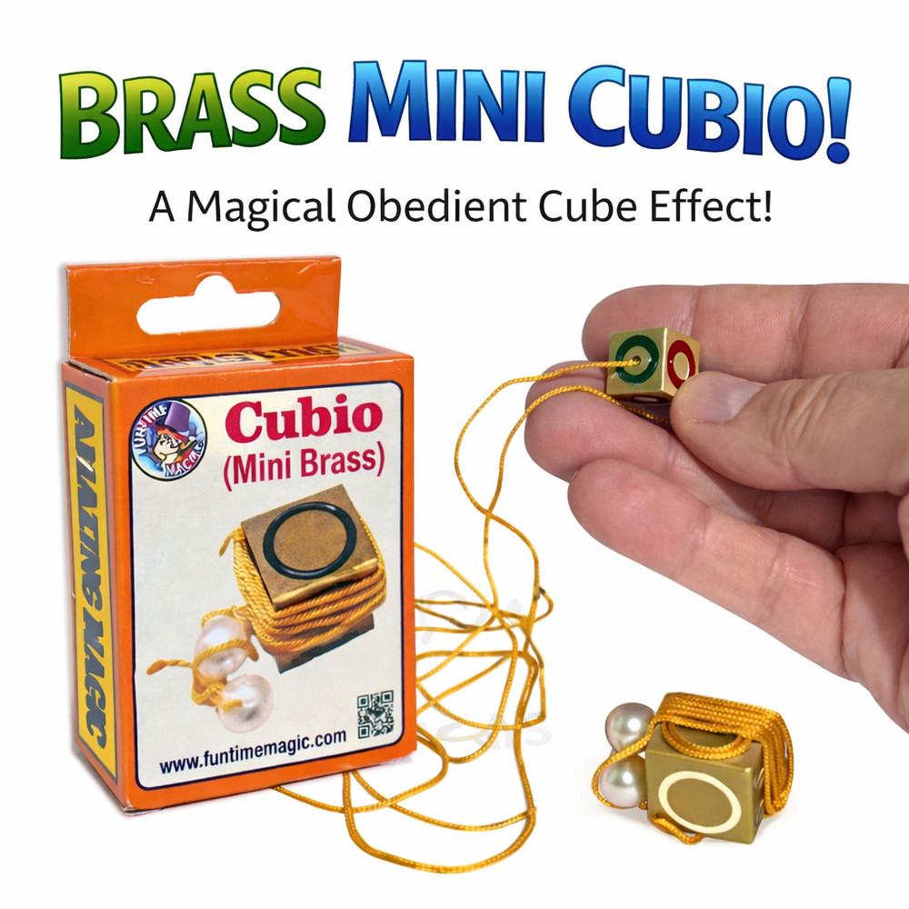 BRASS CUBIO Obedient Close Up Magic Trick Pocket Cube Slides Up & Down String