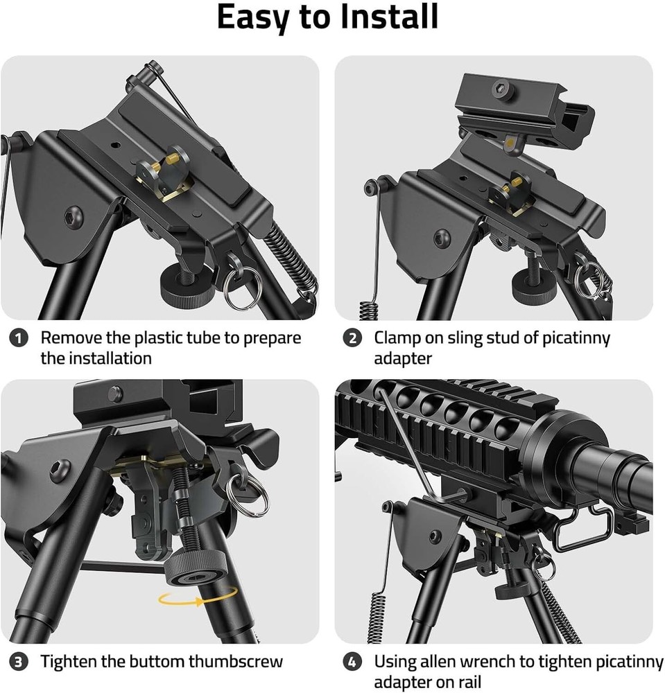 6-9Inch Precision Tactical Rifle Bipod Tactical Spring Return Rail Mount Adapter