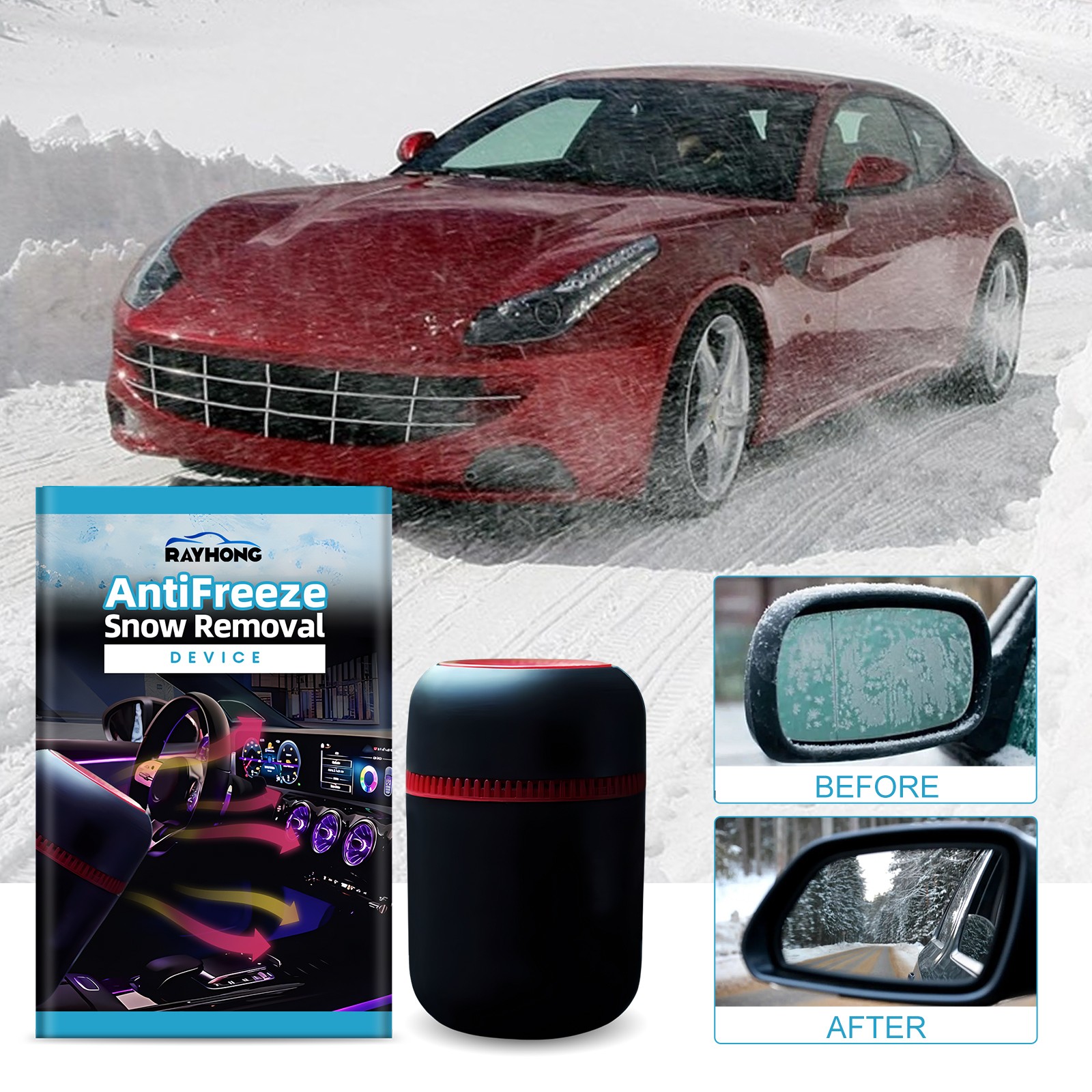 Car Windshield Defroster De-icer, Portable Heater for Quick Snow & Ice Removal