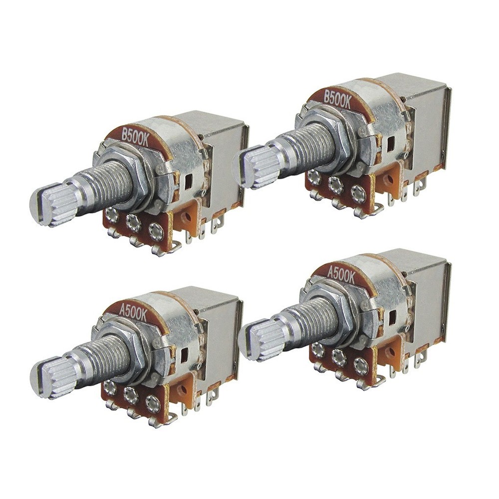 2 A500K+2 B500K Push Pull Switch Control Guitar Potentiometer Taper Long Shaft