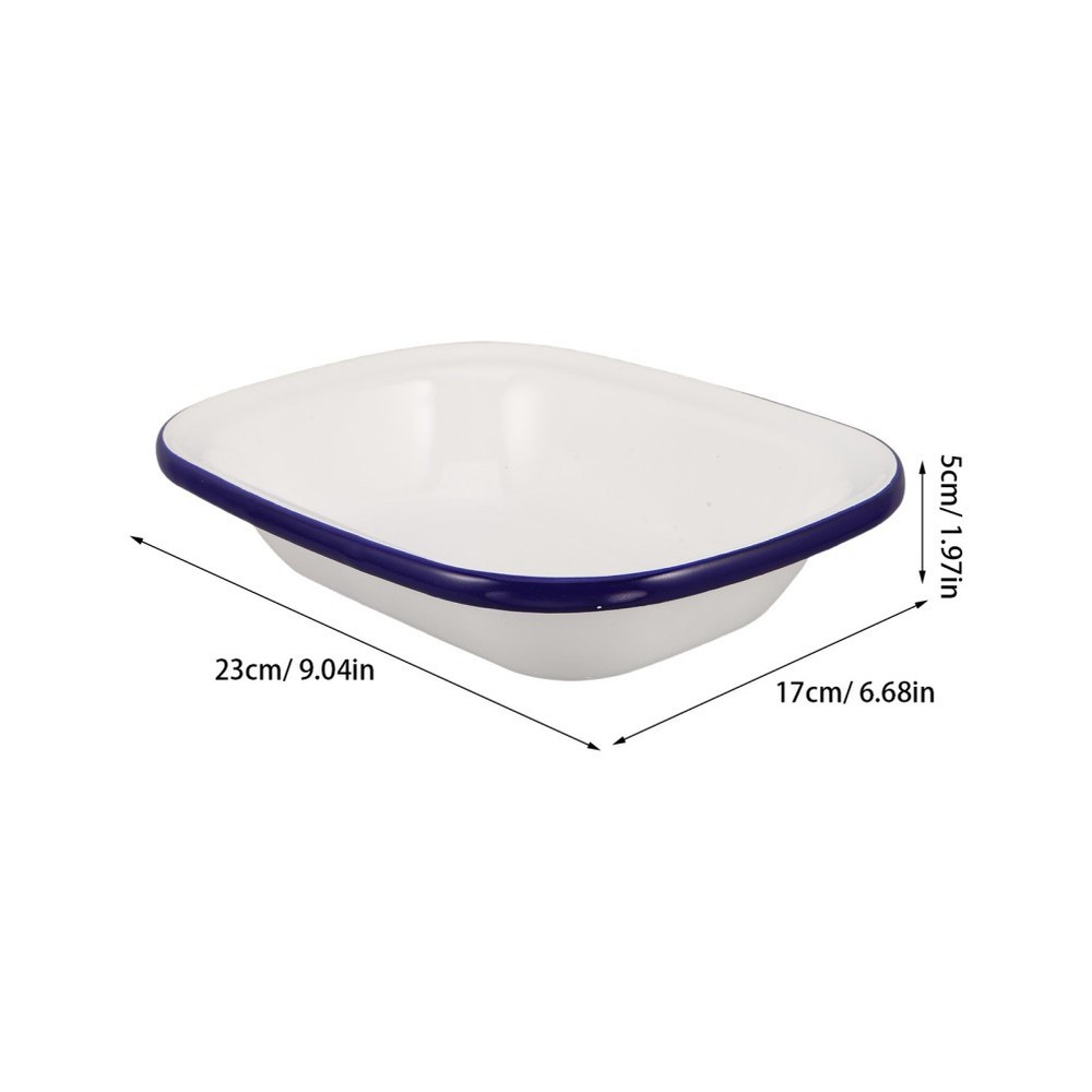 White Enamel Baking Pan Square Cake Heavy Duty Roasting Tray Rectangle