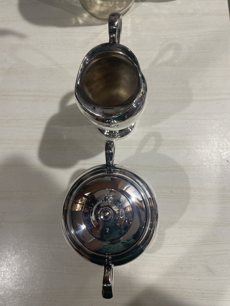 Antique CRESCENT SILVERWARE MFG CO Silver Plate Creamer & Sugar Bowl S.P.N.S