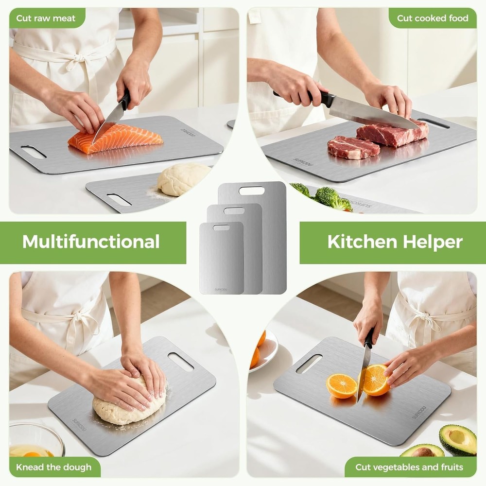 Titanium Cutting Board, 100% Pure Titanium Cutting Boards for Kitchen, Double...