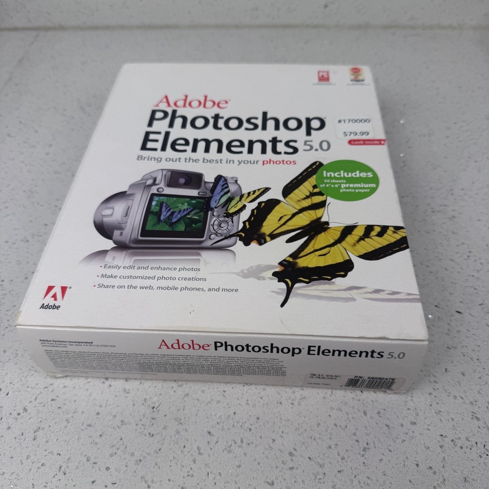 Adobe Photoshop Elements 5.0 Software Photo Editor Win XP PC CD 2006 NEW SEALED