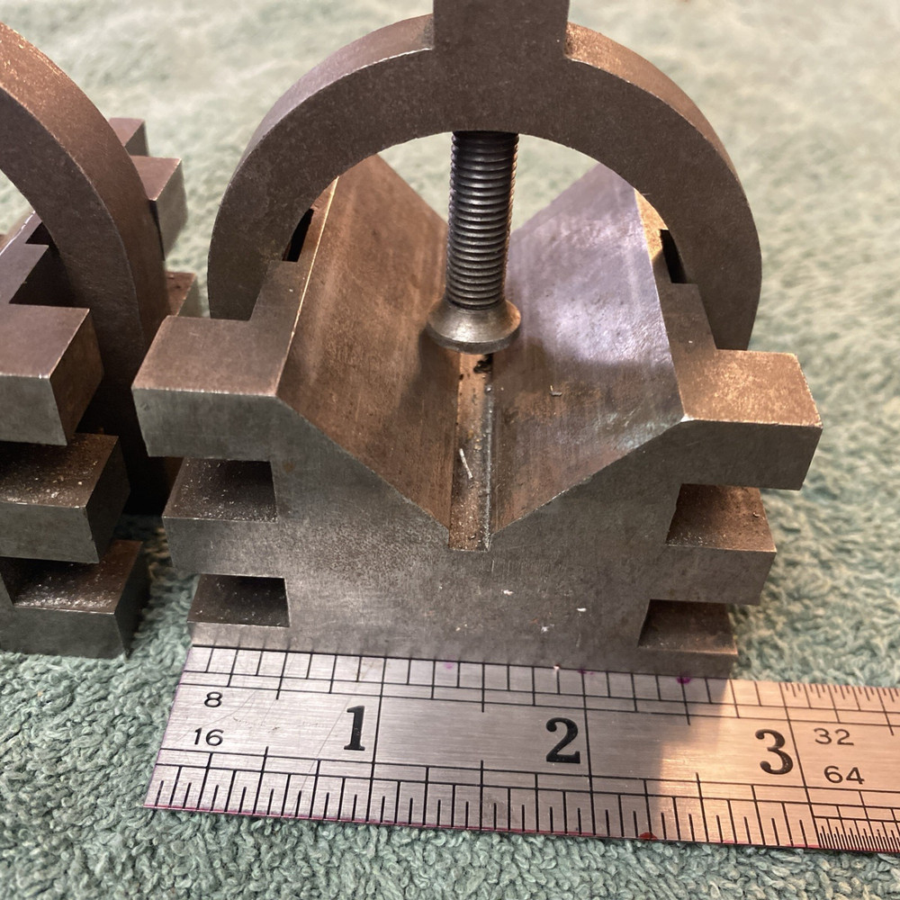 2pc Set vintage machine tooling v-block with clamp
