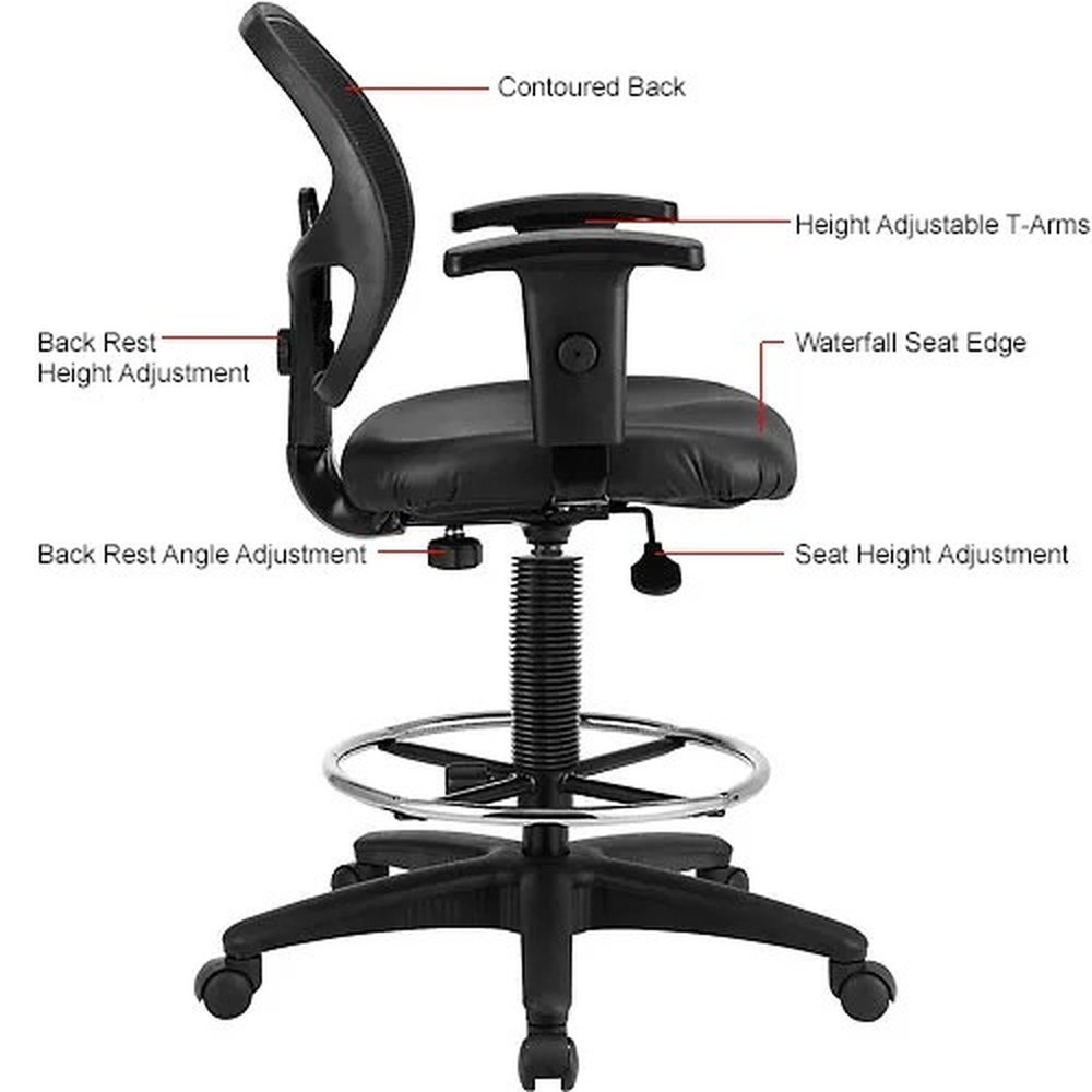 Interion? Vinyl Drafting Stool, Black