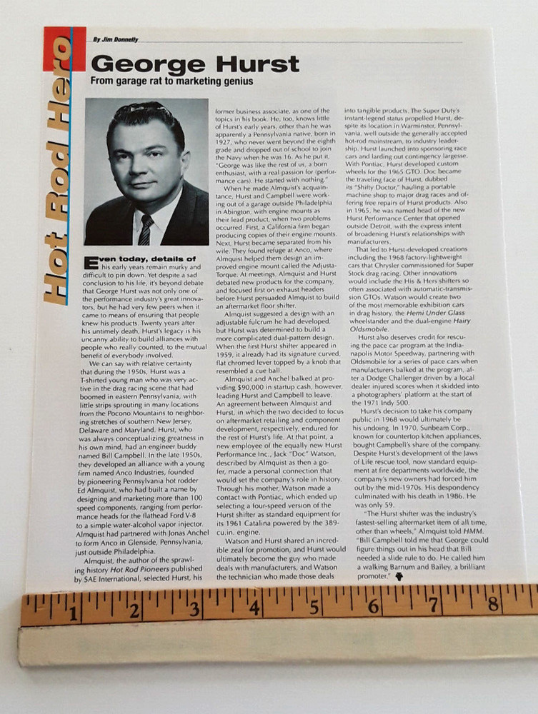 GEORGE HURST - HOT ROD HERO ORIGINAL 2006 ARTICLE