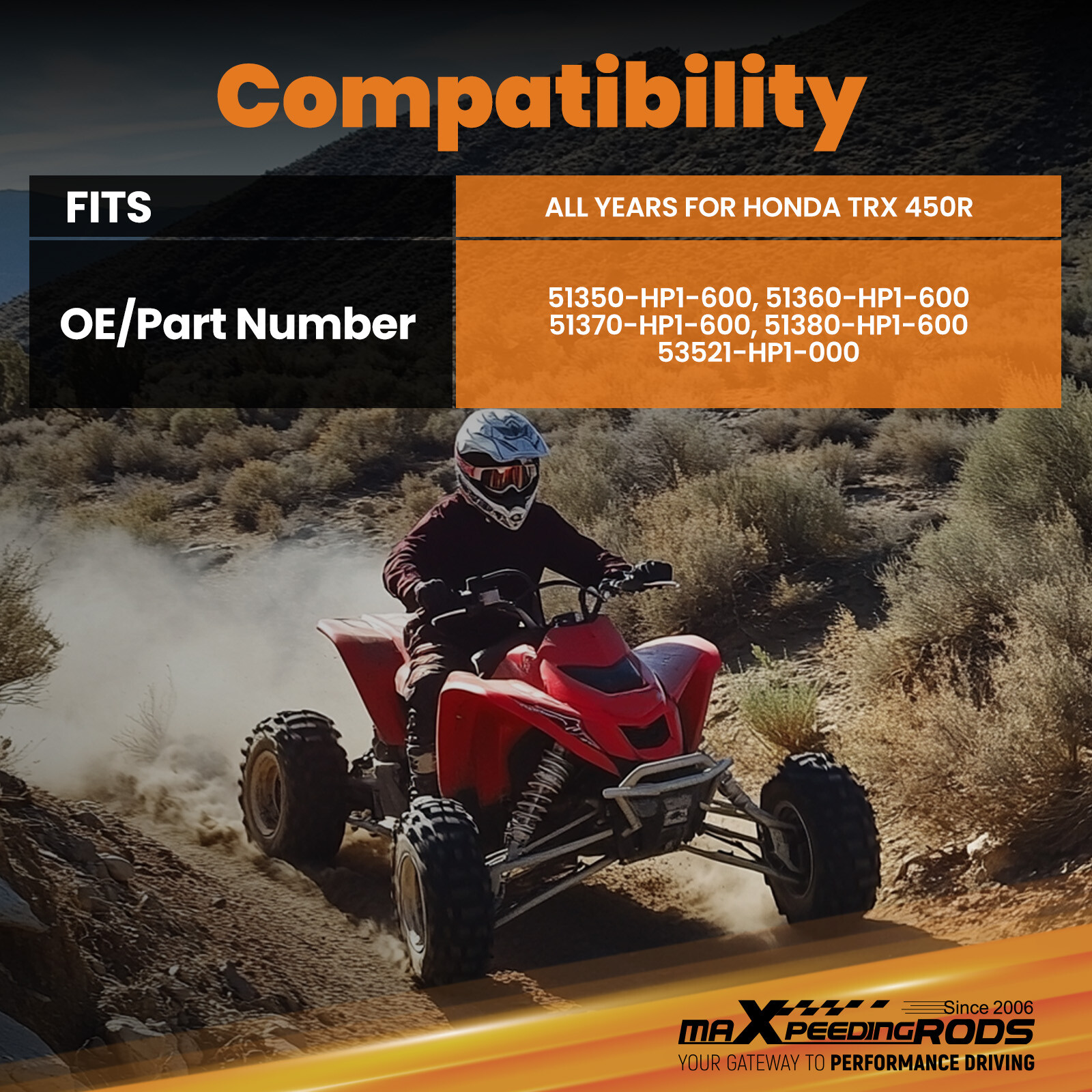 Fully Adjustable A-Arms +2.5 +1 for Honda TRX 450R TRX450R All Year Sportrax 450