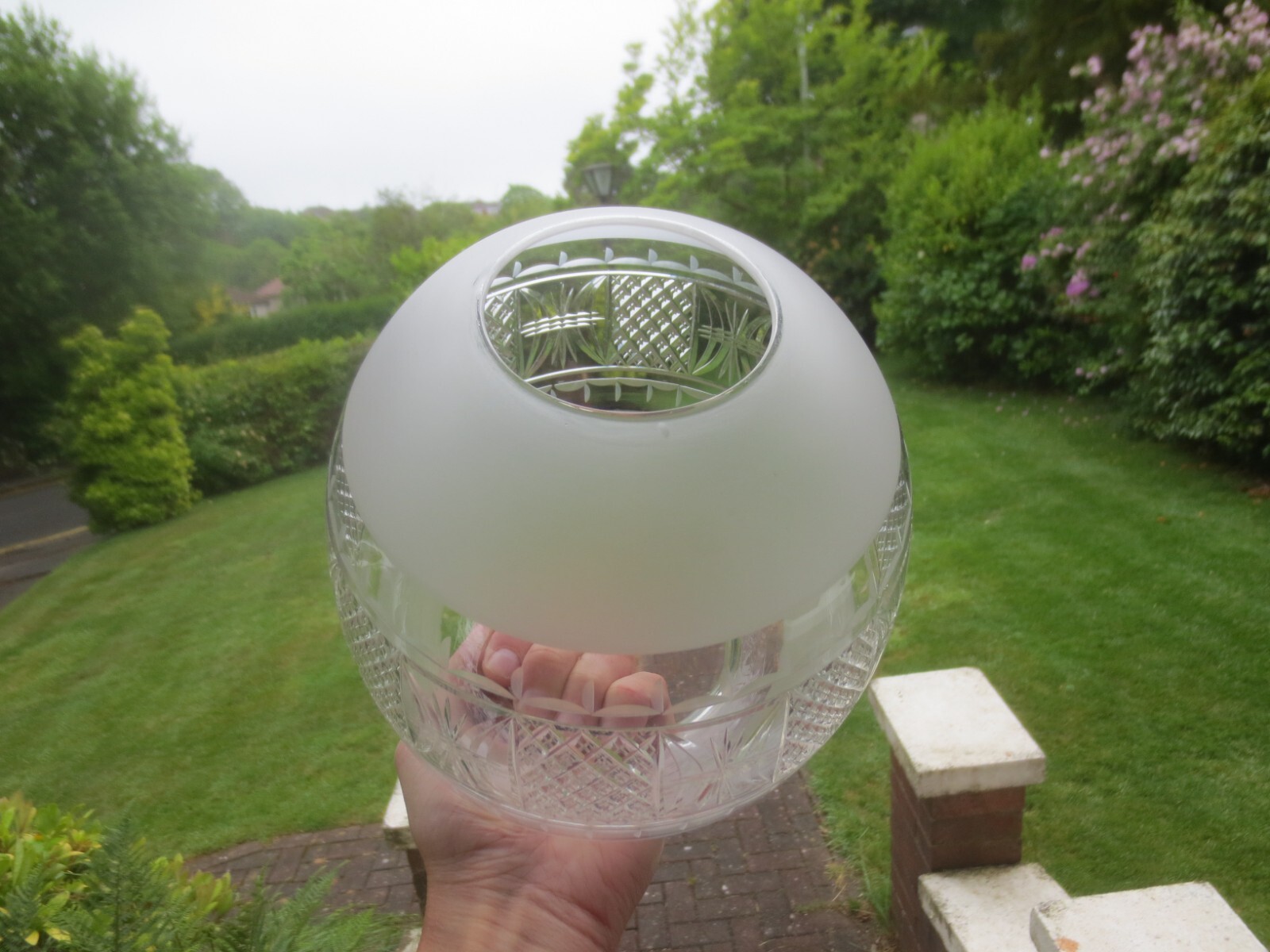 Superb Antique Victorian Cut Glass Duplex Beehive Oil Lamp Shade