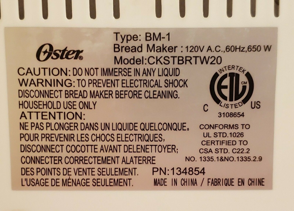 Paddle for Oster Bread Maker Machine Model CKSTBRTW20-NP (T)