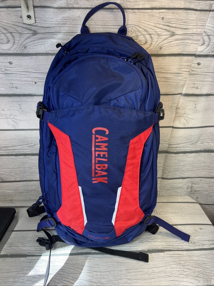 Camelbak M.U.L.E Mule Hydration Hiking Mountain Biking Backpack Red Blue