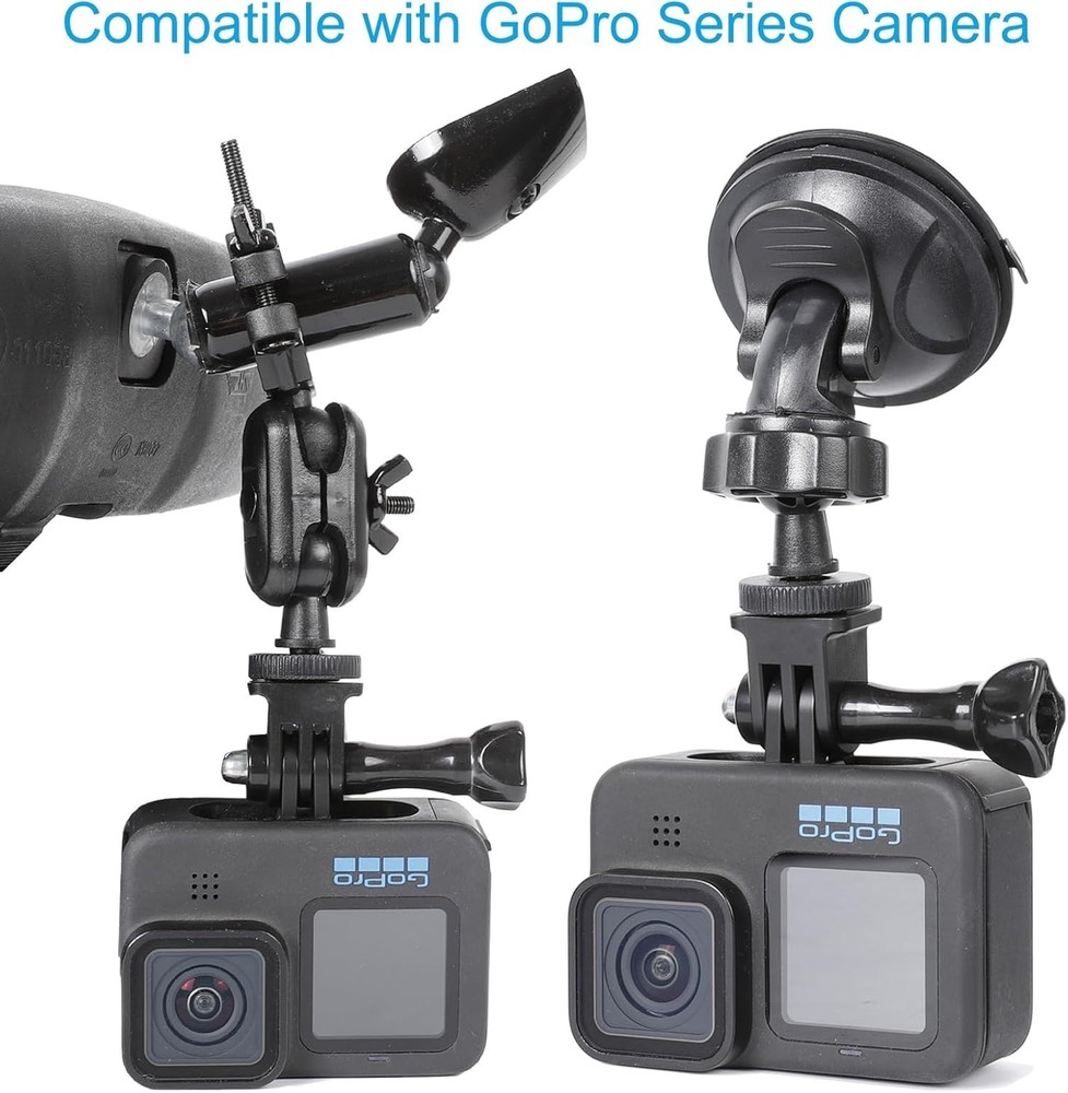 Universal Suction Cup Action Camera Mount for Safe Driving - 360° Adjustable