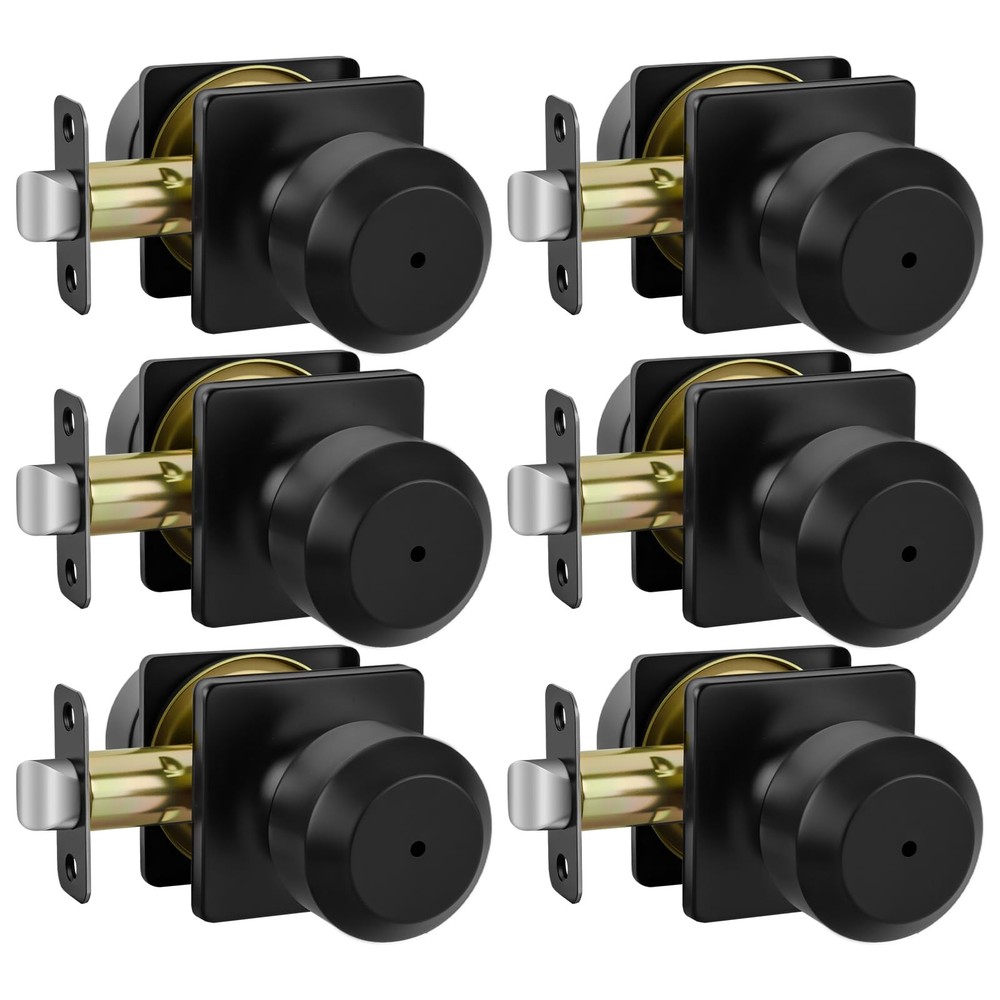Haidms 6 Pack Black Door Knobs Interior, Privacy Interior Privacy,