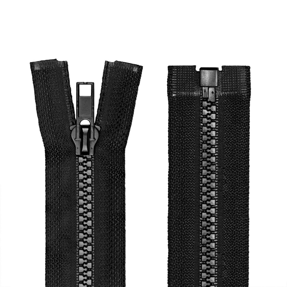 2 PCS 5 11 Inch Zippers Separating Jacket Coat Black Right Insert Plastic