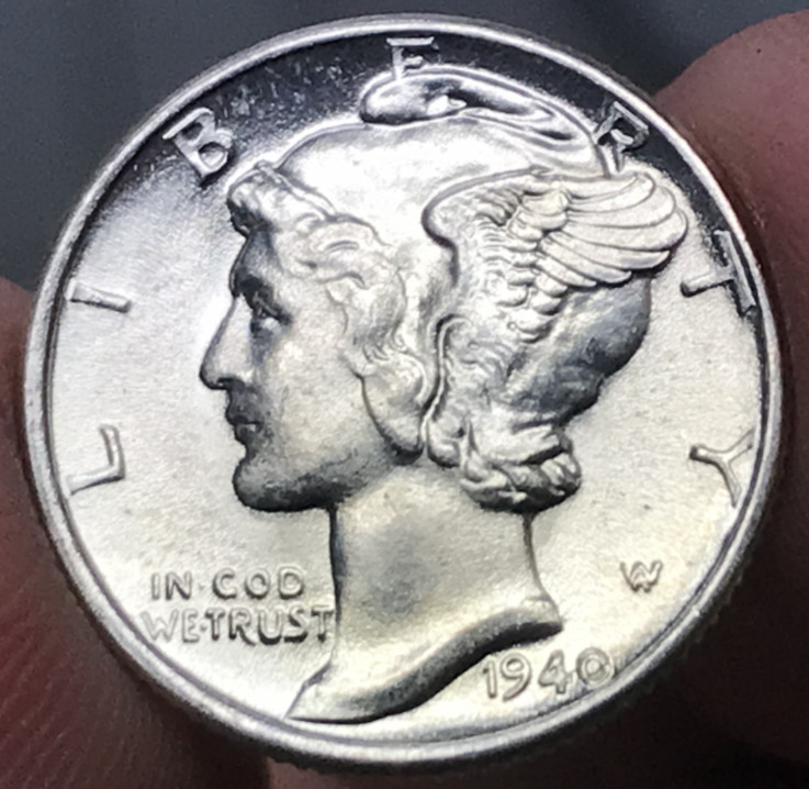 1940 10C Silver Mercury Dime Uncirculated