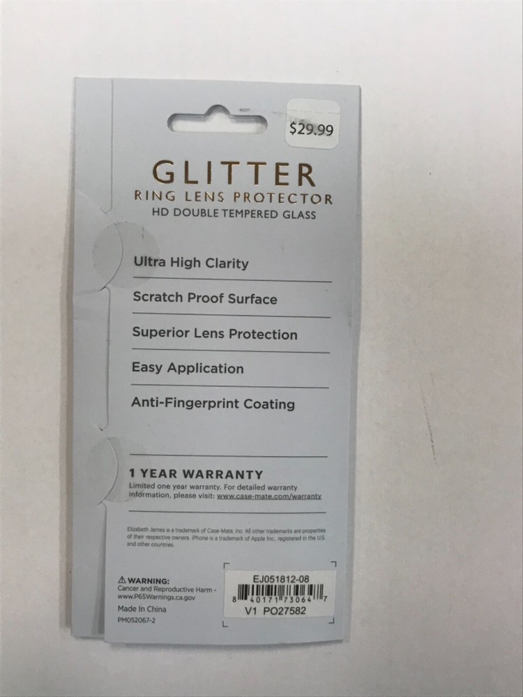 Elizabeth James Ring Lens Protector for iPhone 15 Pro/15 Pro Max - Glitter