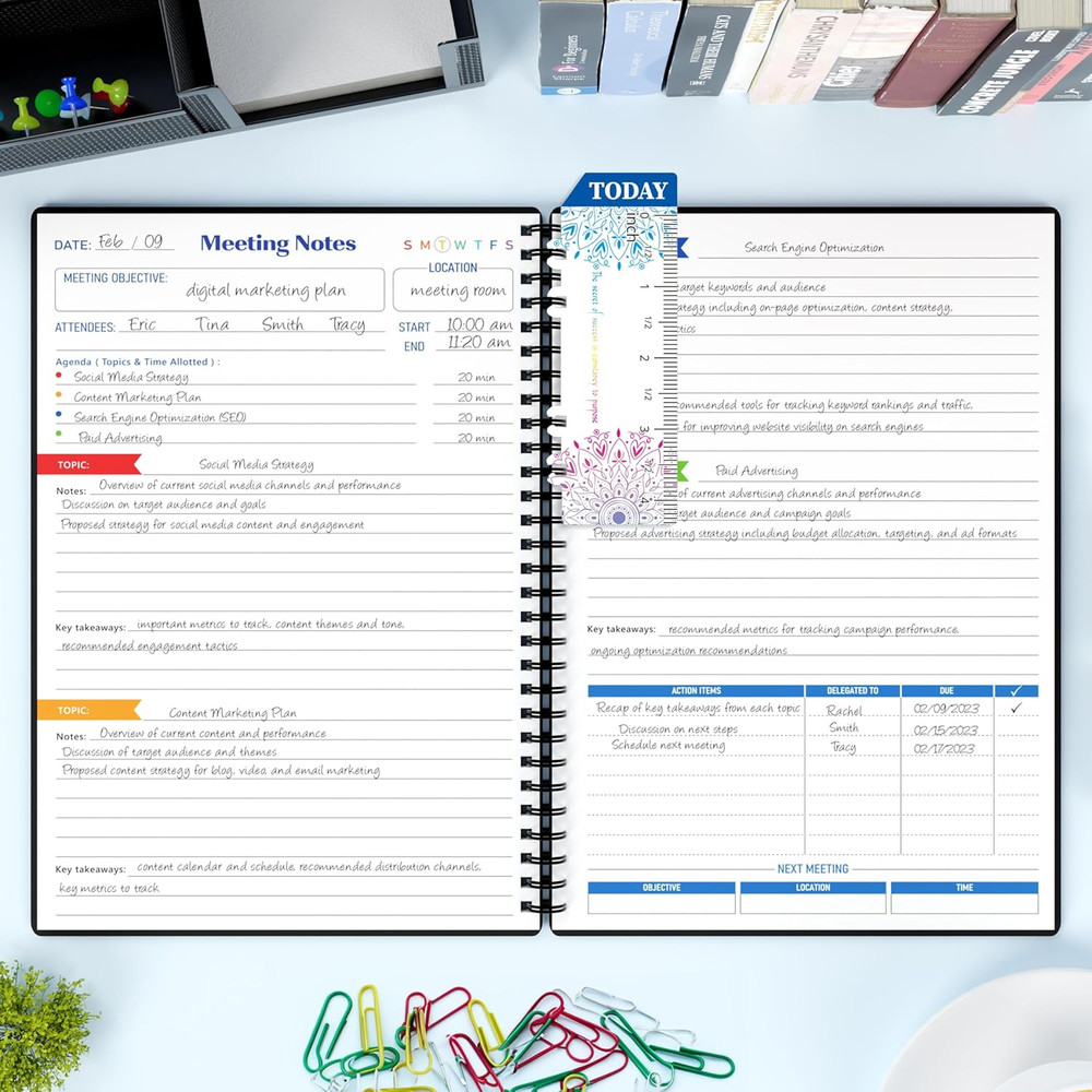 Meeting Notebook for Work with Action Items, Project Planner Notebook for Note T