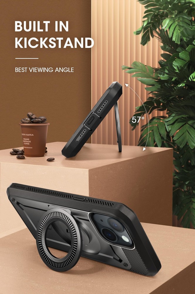 SUPCASE iPhone 15 Plus Case with Stand, MagSafe Compatible, Built-in Screen Prot