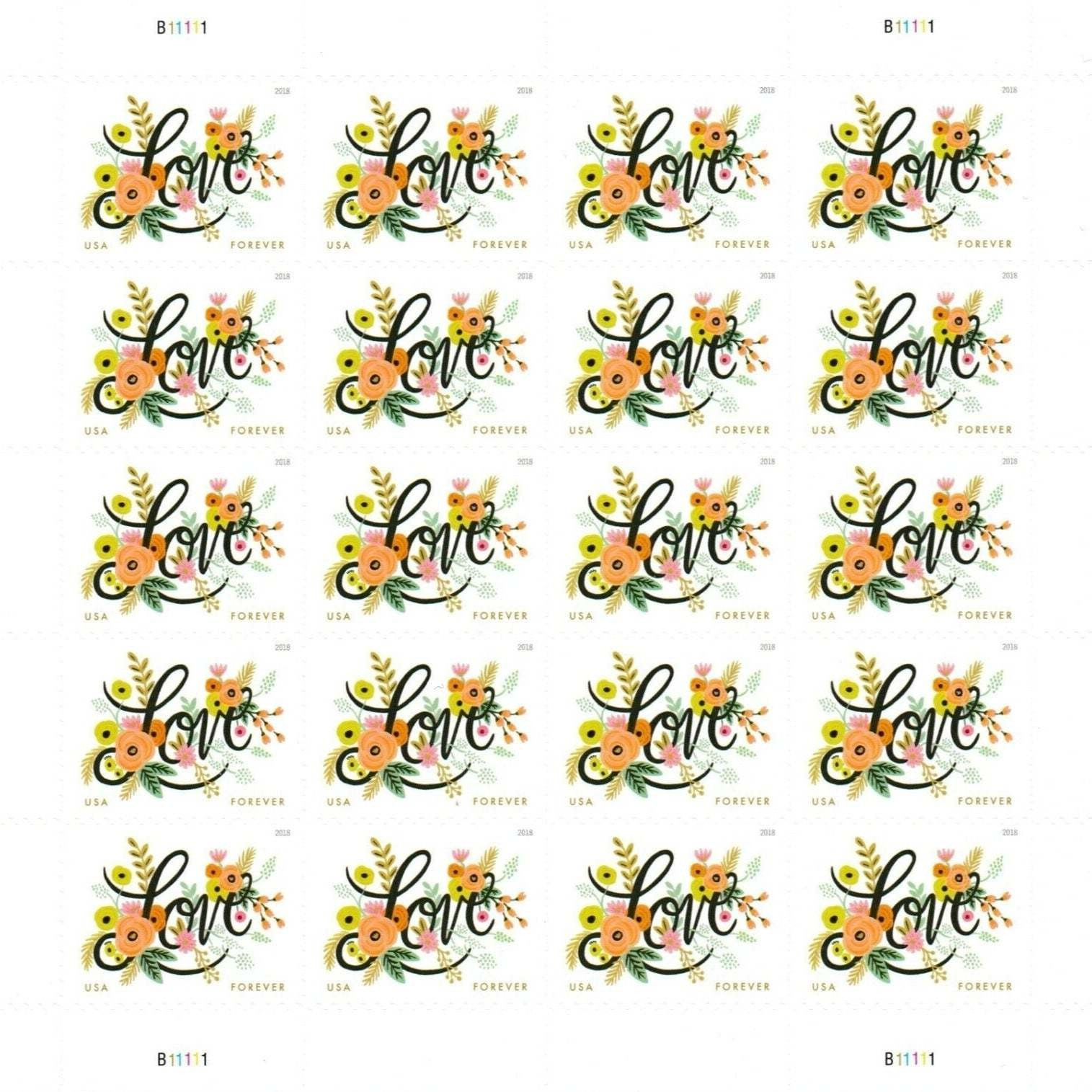 60 FOREVER Stamps "LOVE FLOURISHES" 3 Sheets Panes Wedding 🩷 Invitations
