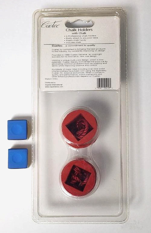 Cuetec 2 Pcs Rubber Pool Cue Table Chalk Holder with String and Chalk Included