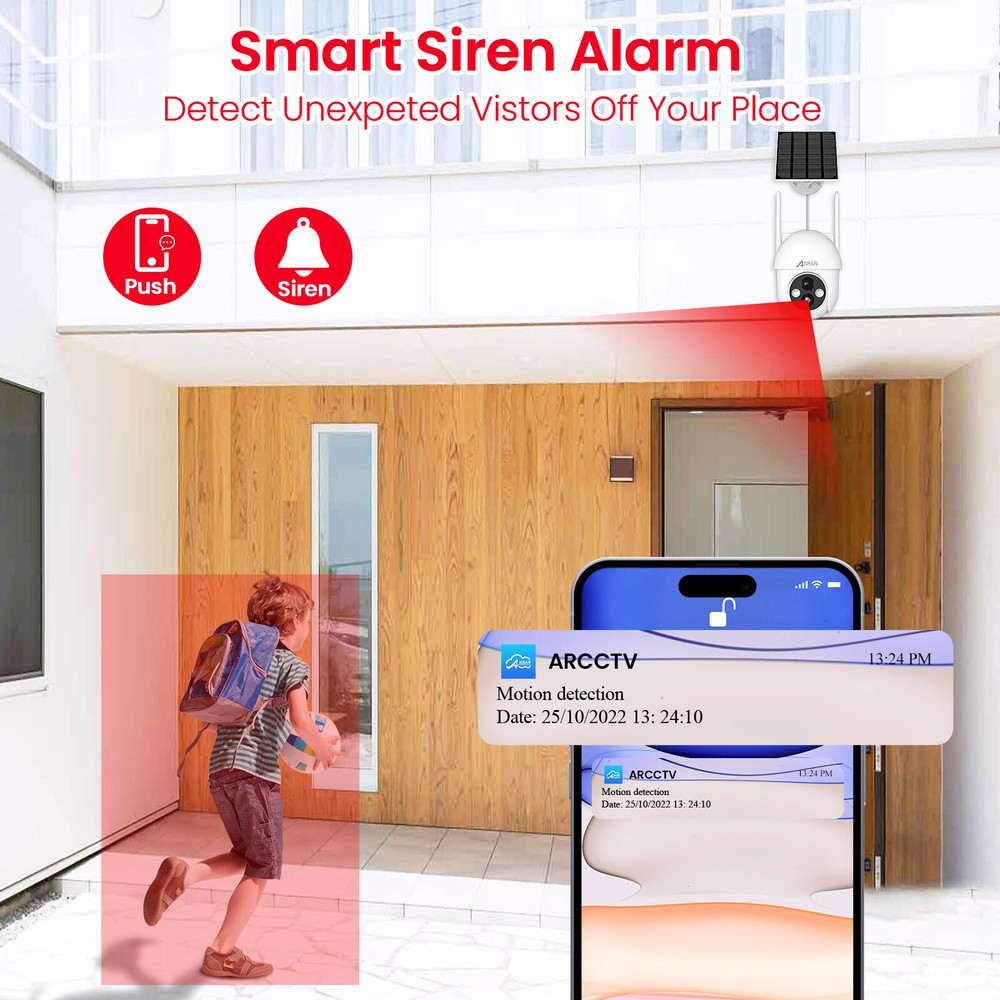 Outdoor Wireless Security Camera System Solar Battery Powered WIFI Audio Camera