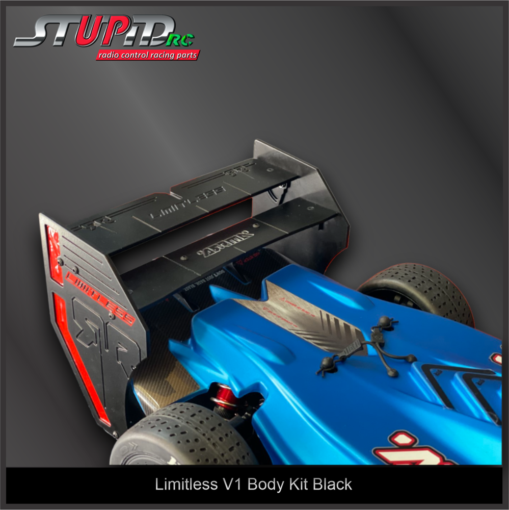 Arrma Limitless V1/V2 Front, Side And Adjustable Wing Kit Black - StupidRC