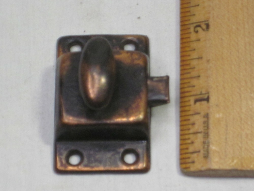small vintage turn knob spring latch latching hardware deadbolt copper-tone