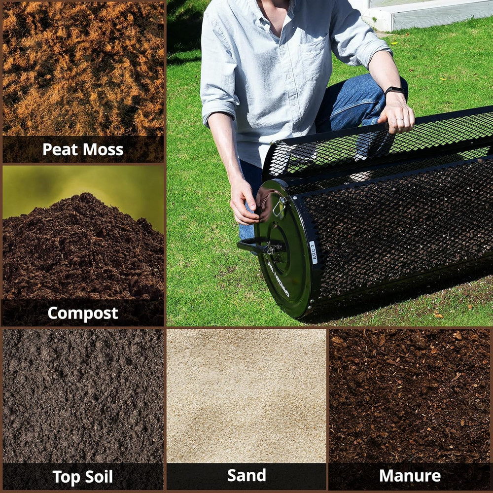 Compost Spreader 44 Inch Towable Peat Moss Spreader with Installation Accessorie