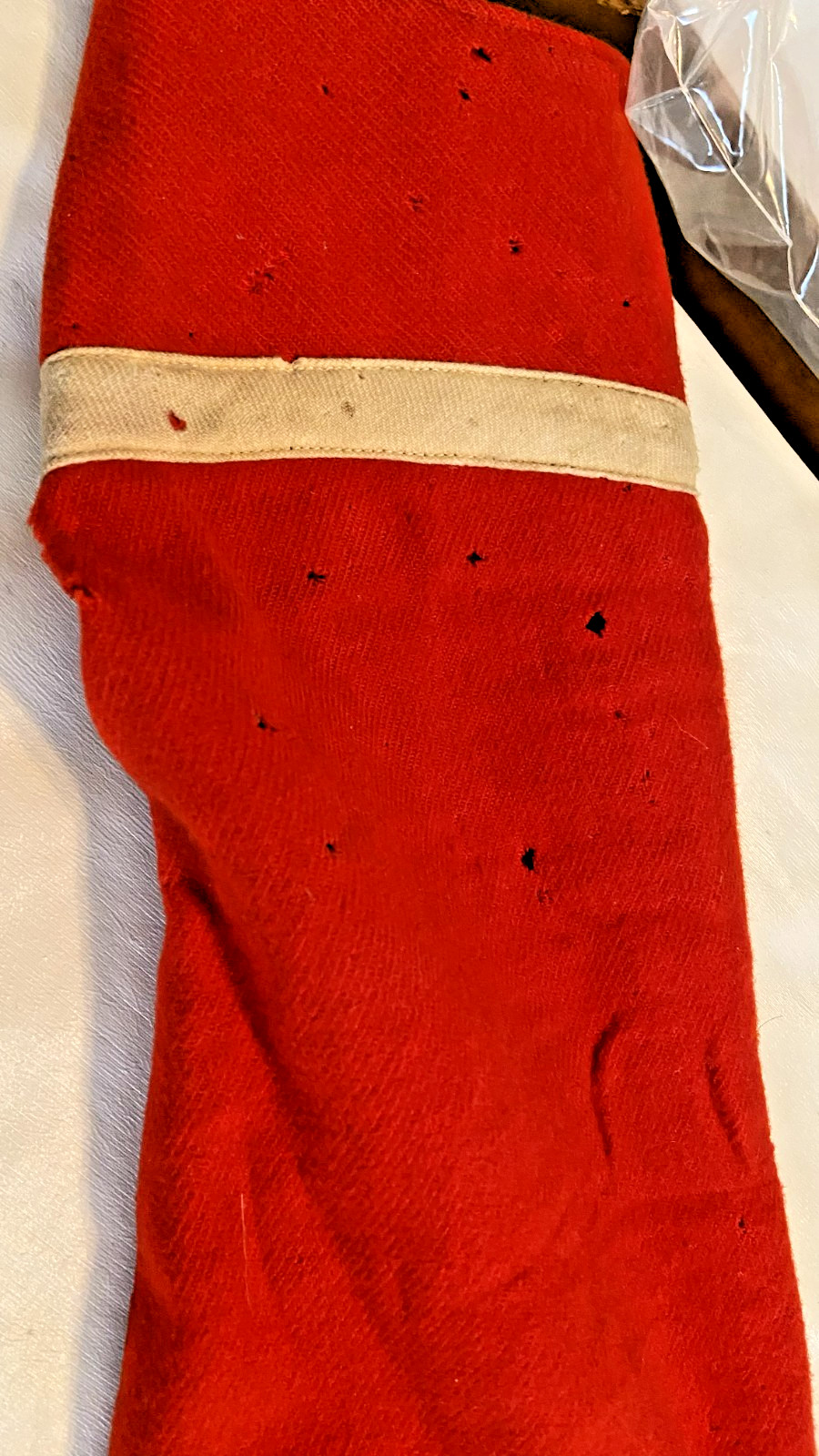 RARE FIND! 1880'S HEAVEY RED WOOL BASEBALL BIB TOP OR FIREMAN BIB TOP-CA7 LOGO