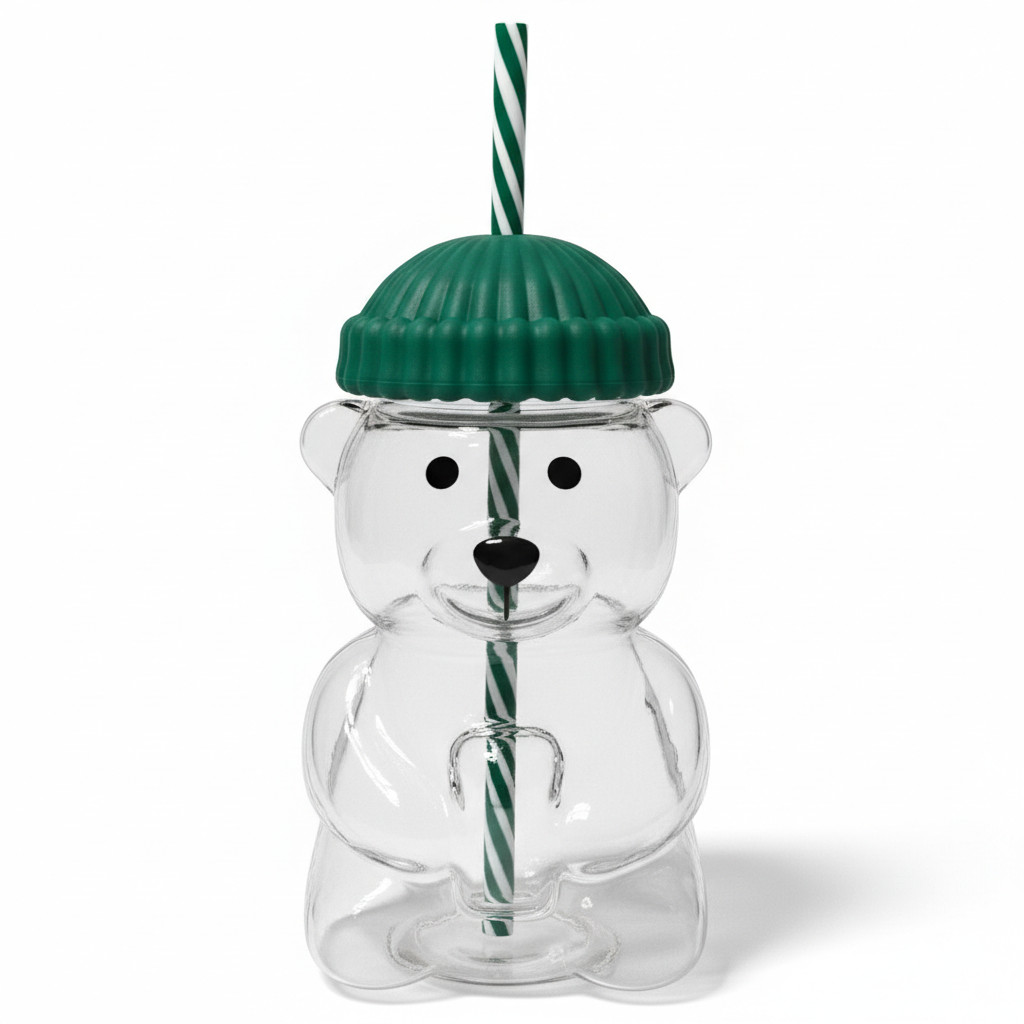 2026 Barista Bear Cup Limited Edition Glass With Straw Free Brush Gift 500 ML