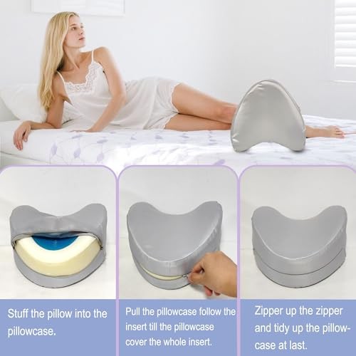 Satin Pillowcase for Contour Memory Foam Side Sleeper Support Pillow, Gray